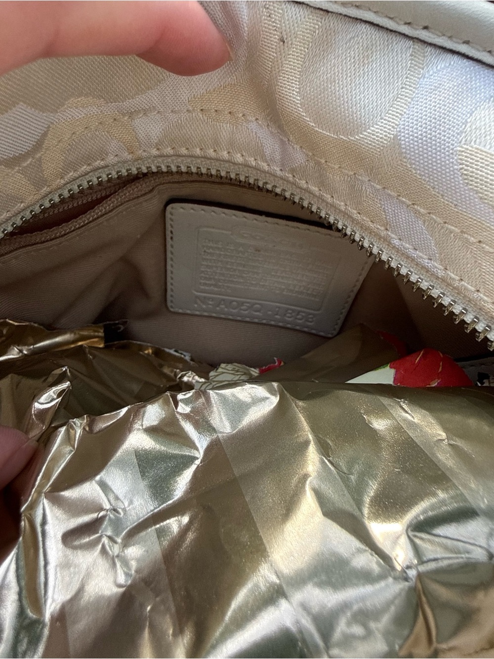 Coach Cream Signature Canvas Satchel with Tan Leather Trim - Picture 7 of 7